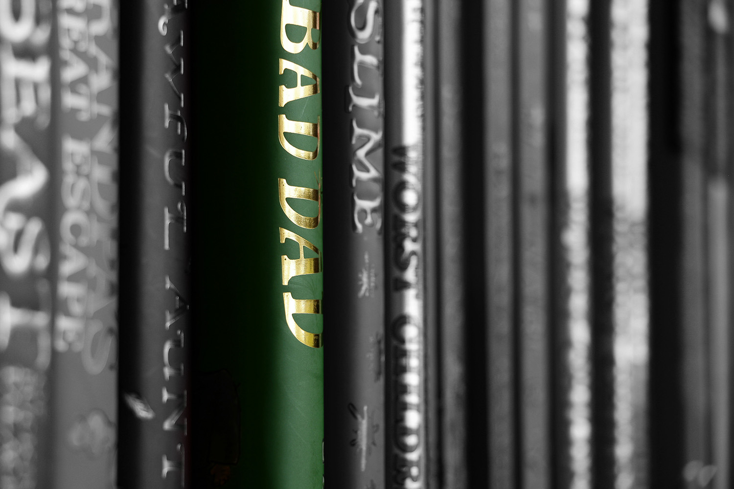 A book cover that stands out on a shelf